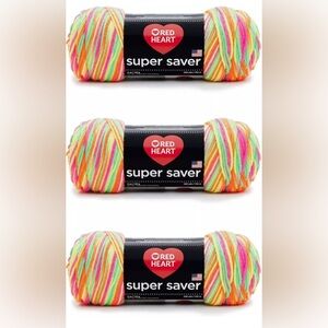 Red Heart Super Saver Yarn Day Glow Pack of 3 New
5 Oz Each 236 Yards Ea…